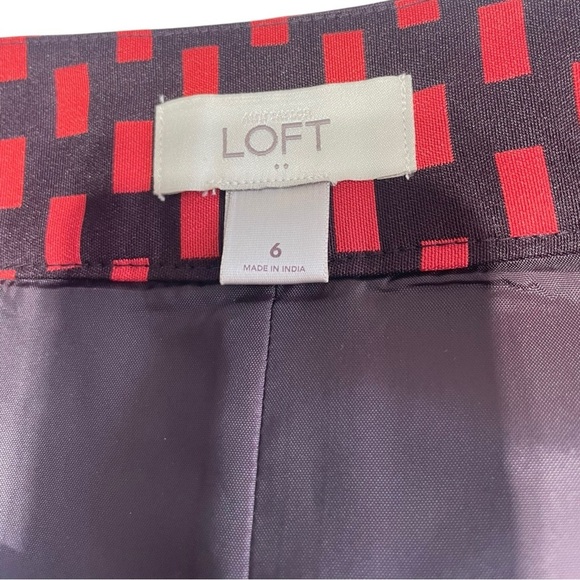 ANN TAYLOR LOFT Red Black Check Pencil Straight Skirt Size 6 - Picture 7 of 9